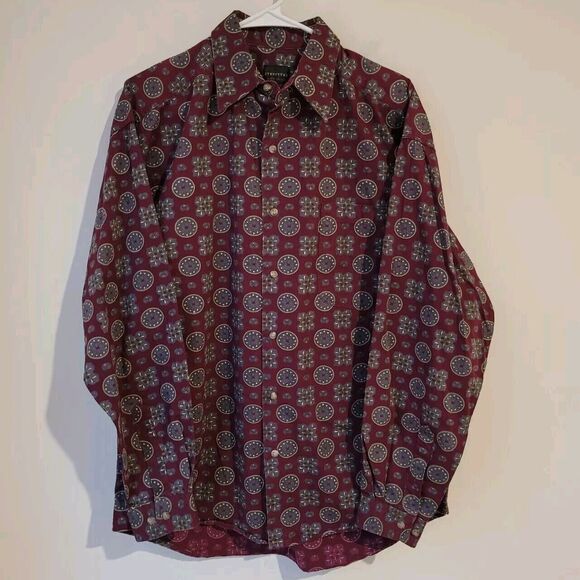 Structure Mens Button Up Shirt Size Medium M Red Mandala Goth Vamp - Picture 1 of 7